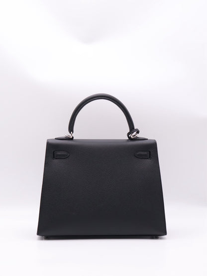HERMES Kelly 25 - Noir 89 黑銀 G
