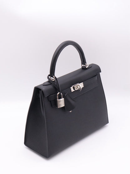 HERMES Kelly 25 - Noir 89 黑銀 G