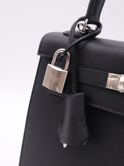HERMES Kelly 25 - Noir 89 黑銀 G