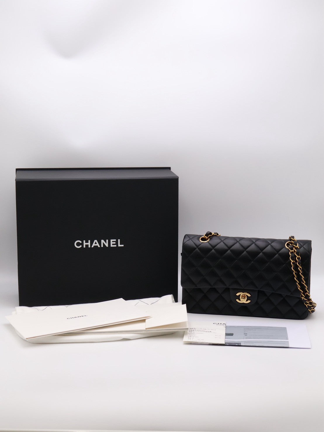 CHANEL 經典口蓋包 CF25 - 羊皮黑金