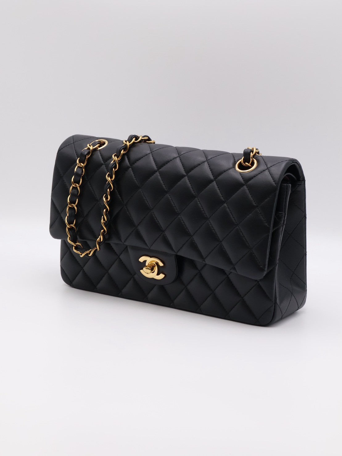 CHANEL 經典口蓋包 CF25 - 羊皮黑金