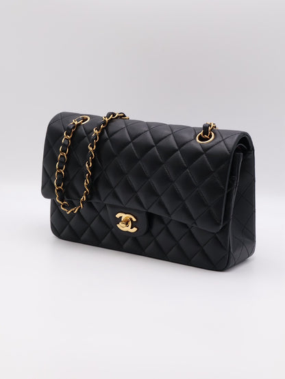 CHANEL 經典口蓋包 CF25 - 羊皮黑金