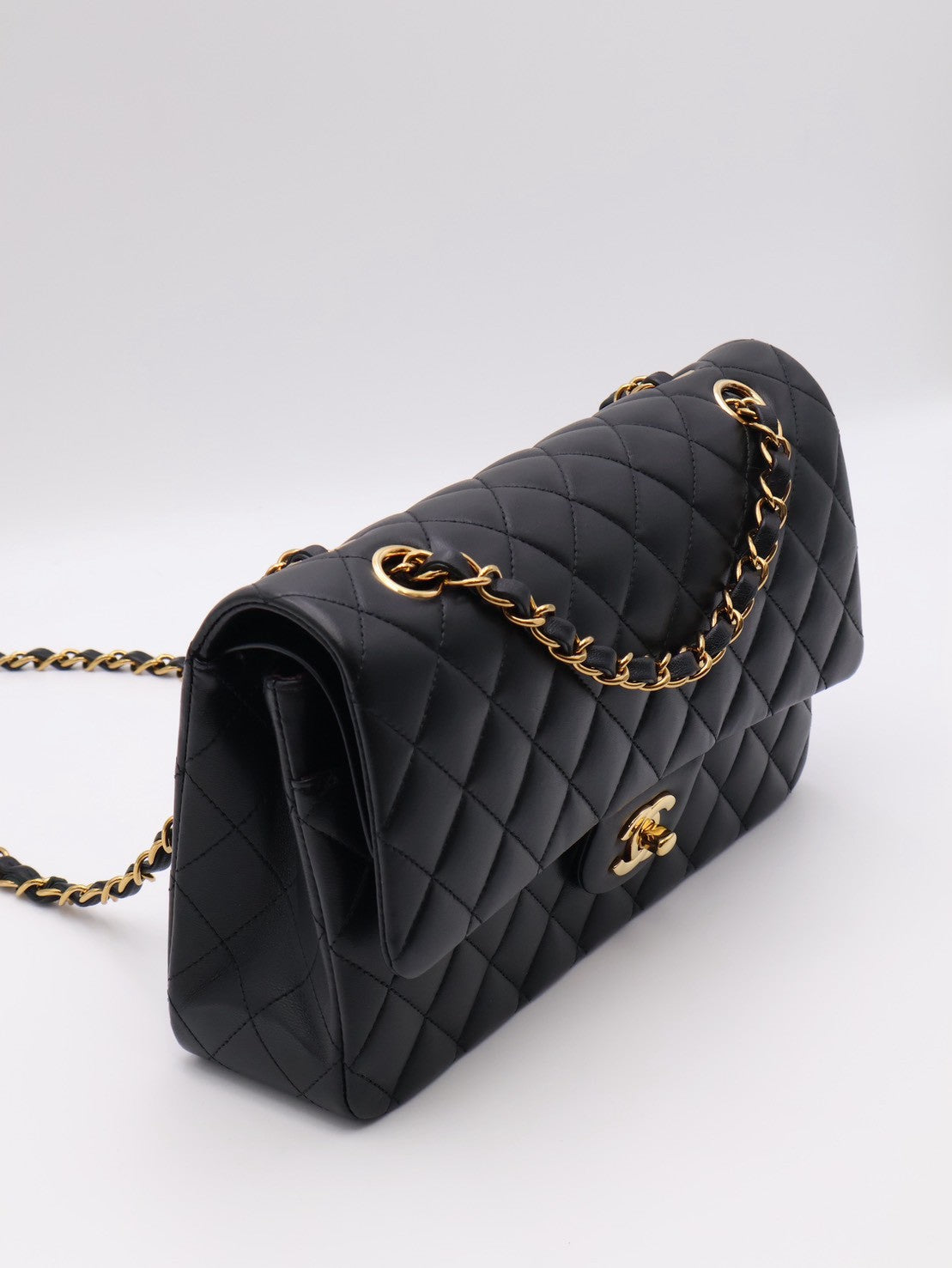 CHANEL 經典口蓋包 CF25 - 羊皮黑金