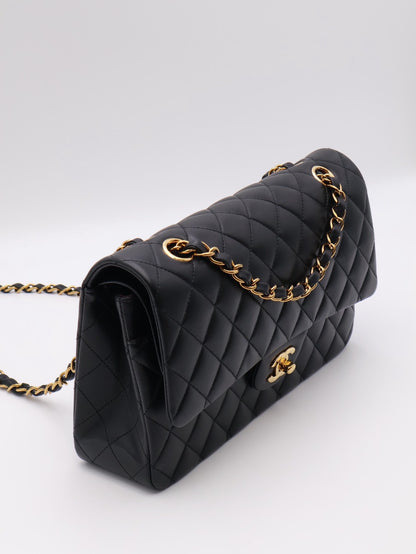 CHANEL 經典口蓋包 CF25 - 羊皮黑金