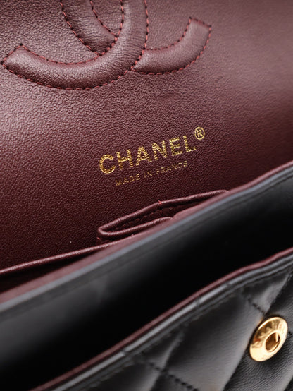 CHANEL 經典口蓋包 CF25 - 羊皮黑金