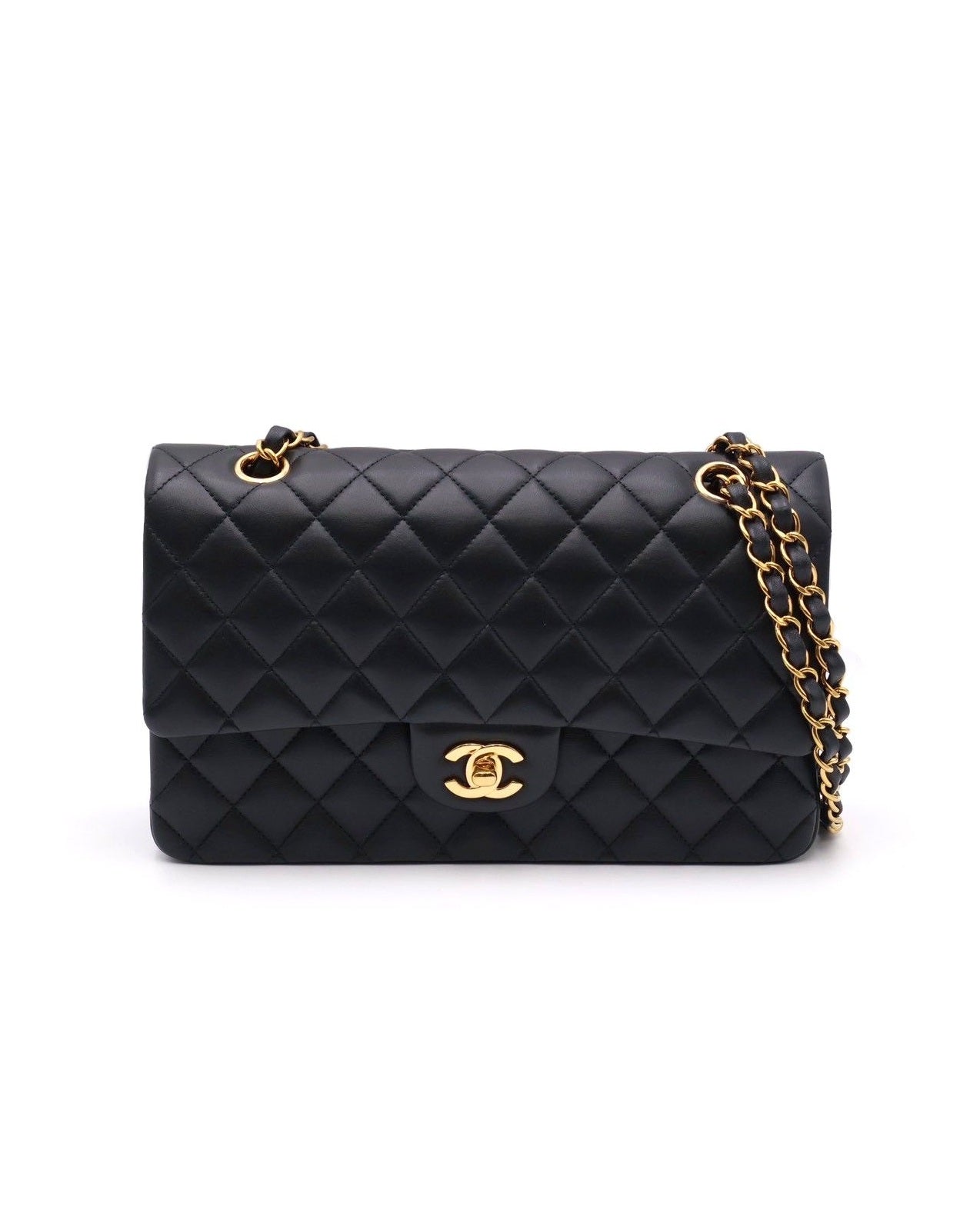 CHANEL 經典口蓋包 CF25 - 羊皮黑金