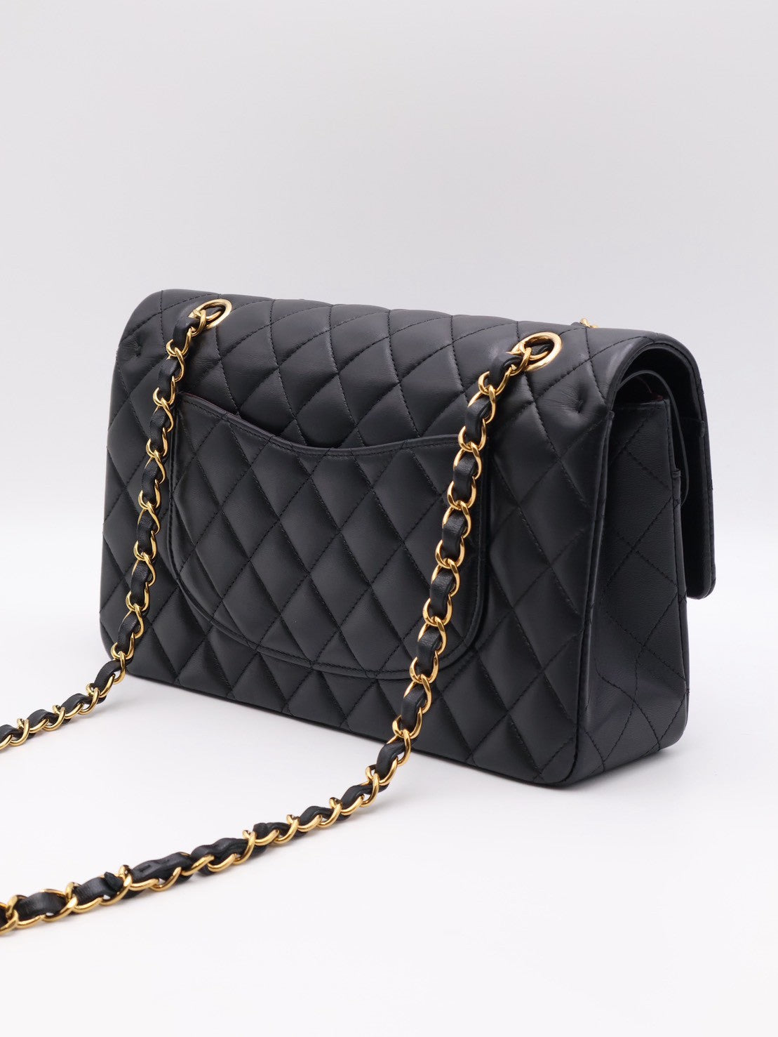 CHANEL 經典口蓋包 CF25 - 羊皮黑金
