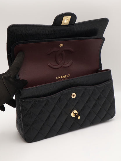 CHANEL 經典口蓋包 CF25 - 粒面牛皮黑金