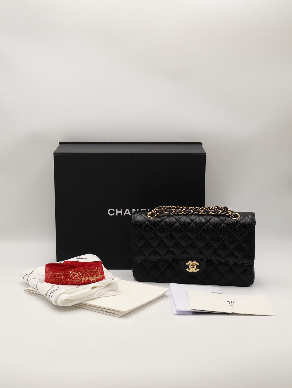 CHANEL 經典口蓋包 CF25 - 粒面牛皮黑金
