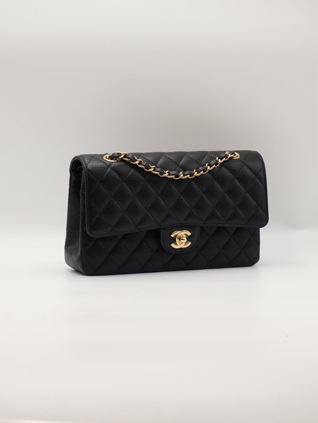 CHANEL 經典口蓋包 CF25 - 粒面牛皮黑金