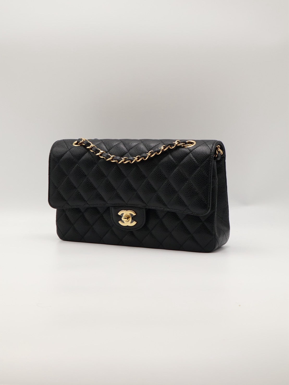 CHANEL 經典口蓋包 CF25 - 粒面牛皮黑金