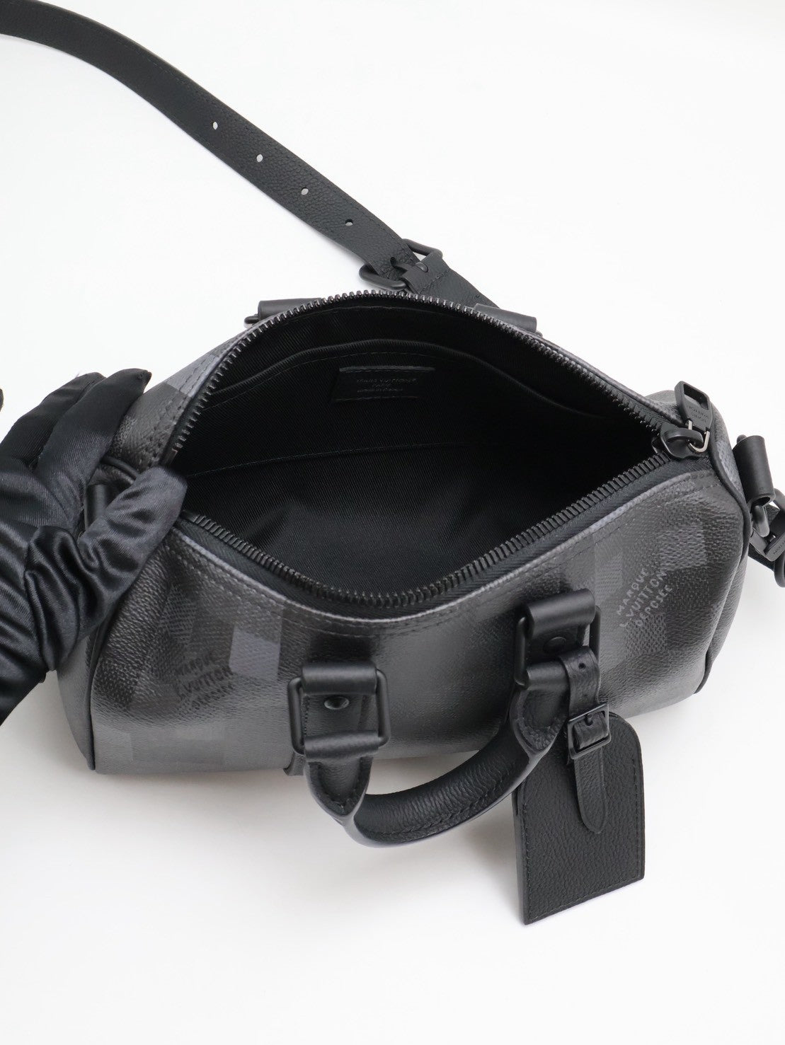 LOUIS VUITTON KeepAll 25 - 像素棋盤格黑