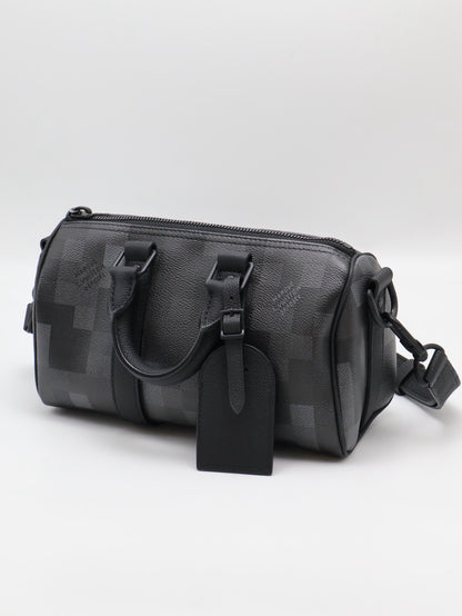 LOUIS VUITTON KeepAll 25 - 像素棋盤格黑
