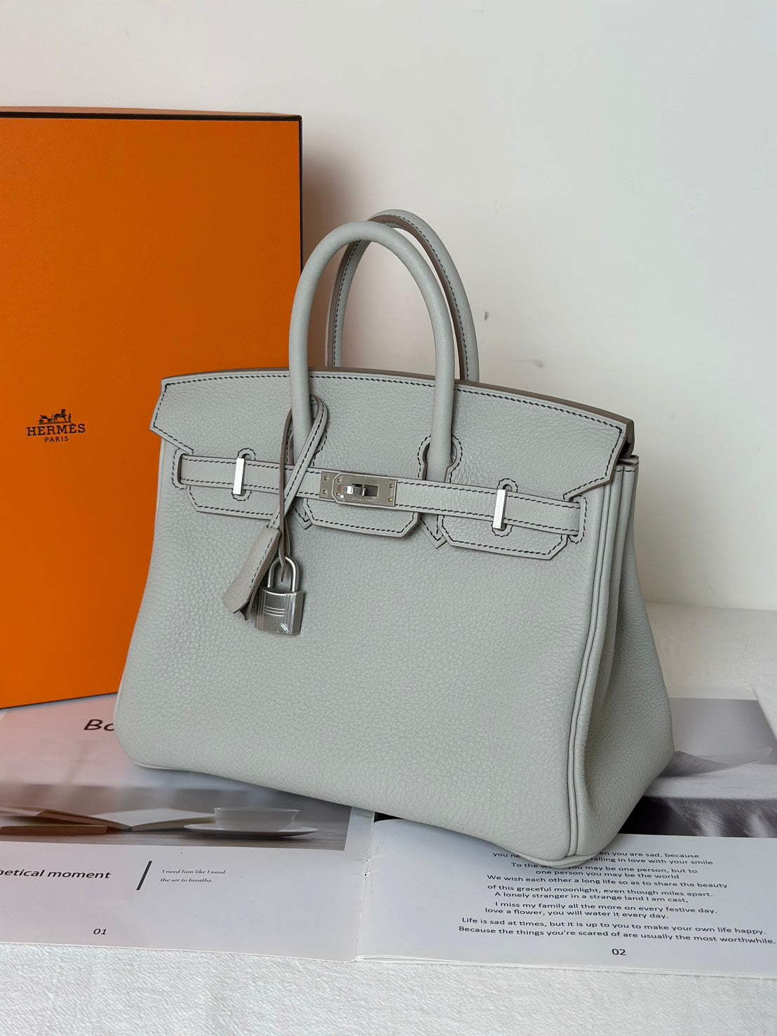 HERMES Birkin 25 - 珍珠灰拚黑