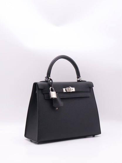 HERMES Kelly 25 - Noir 89 黑銀 G