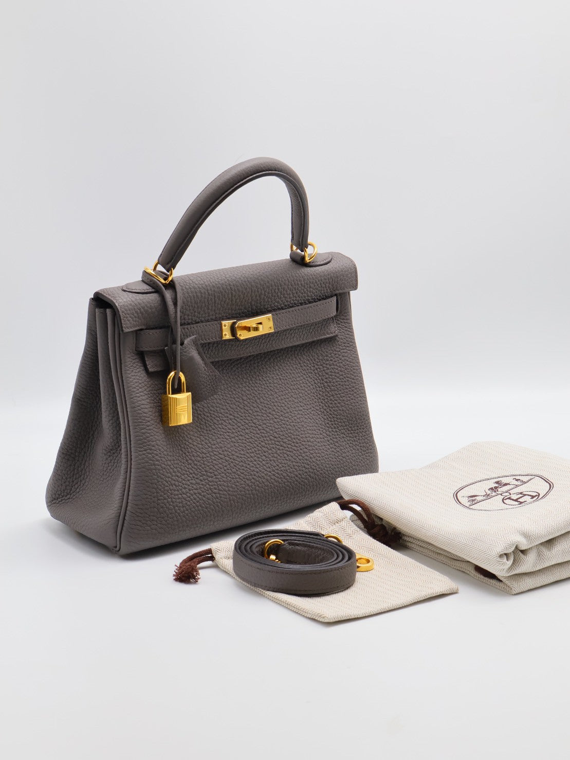 HERMES Kelly 25 - Etain 8F 錫器灰金 Z