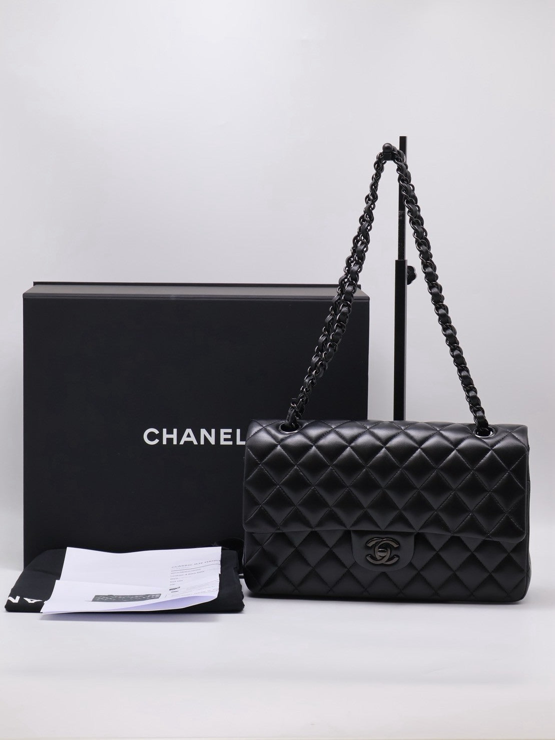 CHANEL 經典口蓋包 CF25 - 羊皮So Black
