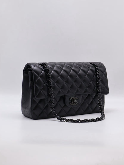 CHANEL 經典口蓋包 CF25 - 羊皮So Black