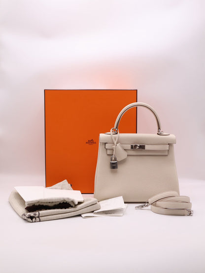 HERMES Kelly 25 - 奶昔白銀 K