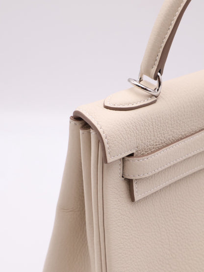 HERMES Kelly 25 - 奶昔白銀 K