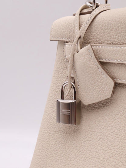 HERMES Kelly 25 - 奶昔白銀 K