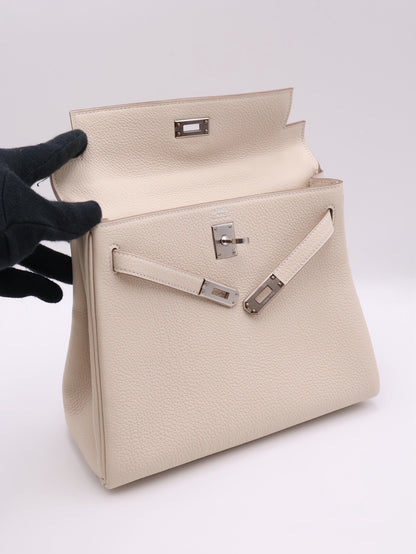 HERMES Kelly 25 - 奶昔白銀 K