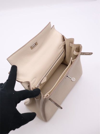 HERMES Kelly 25 - 奶昔白銀 K