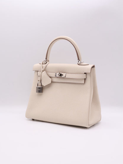 HERMES Kelly 25 - 奶昔白銀 K