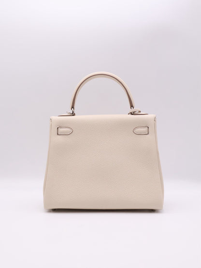 HERMES Kelly 25 - 奶昔白銀 K