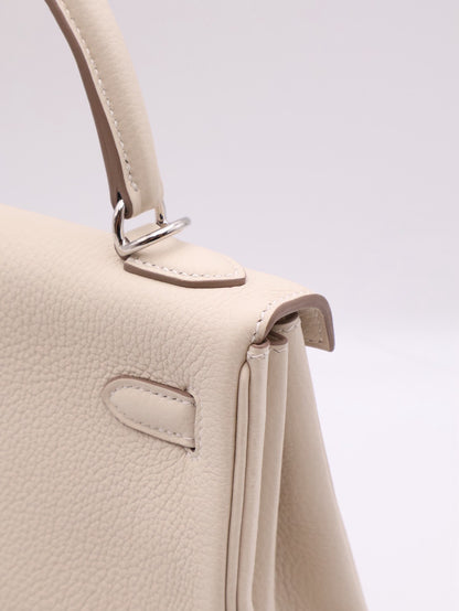HERMES Kelly 25 - 奶昔白銀 K