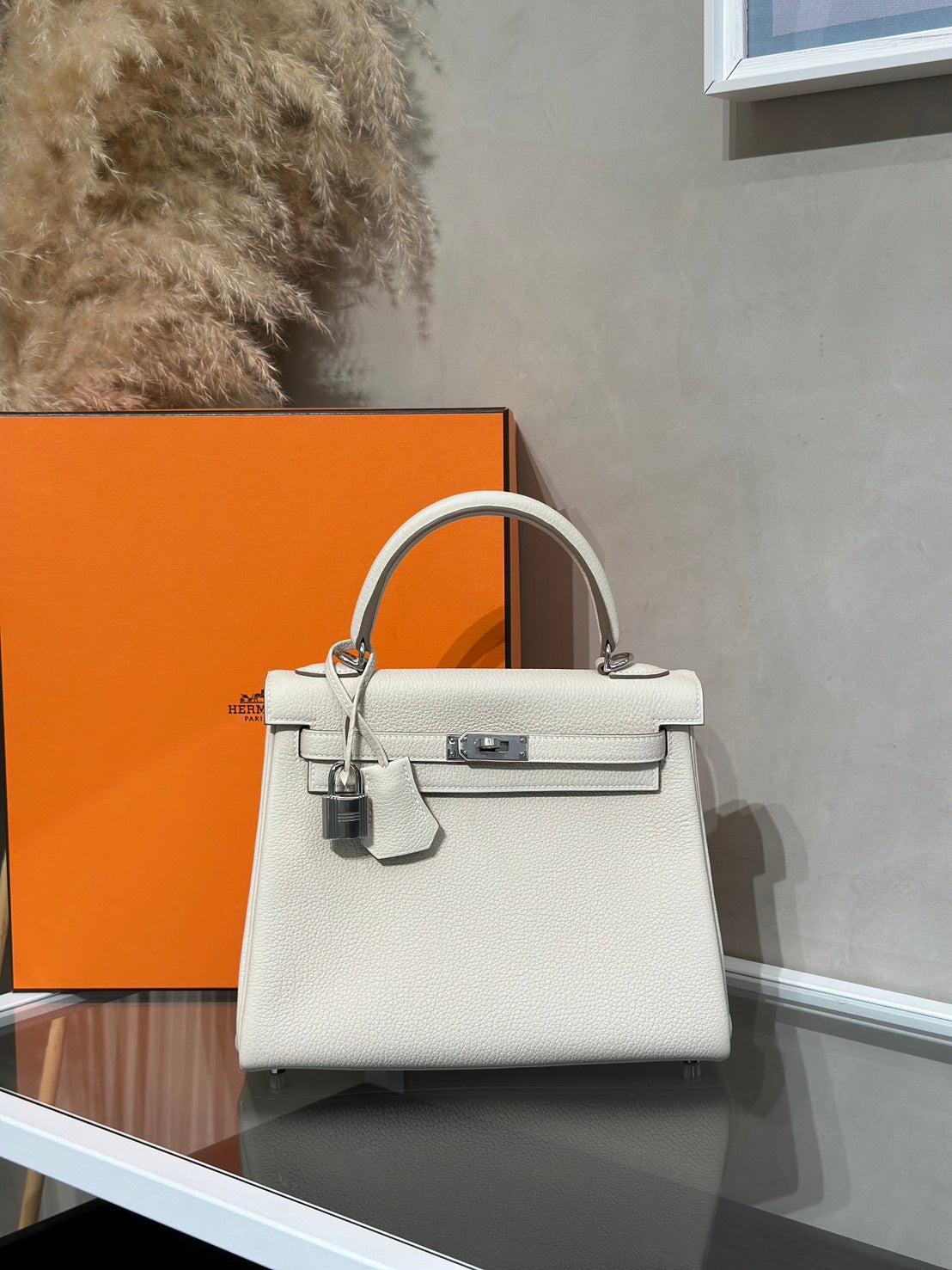 HERMES Kelly 25 - 奶昔白銀 K