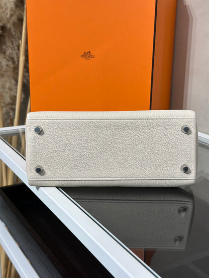 HERMES Kelly 25 - 奶昔白銀 K
