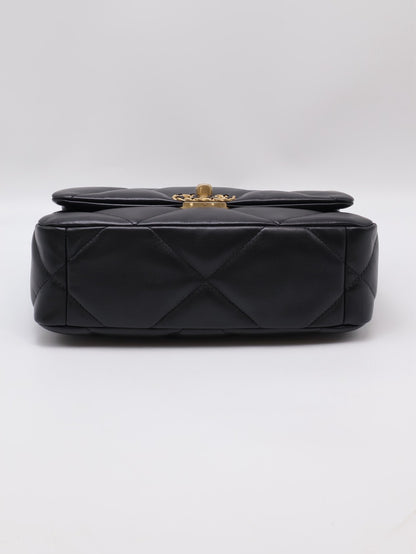 CHANEL 19 Bag 菱格紋羊皮手提肩背包 26 - 黑金30開
