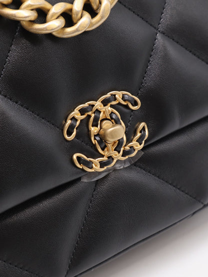 CHANEL 19 Bag 菱格紋羊皮手提肩背包 26 - 黑金30開