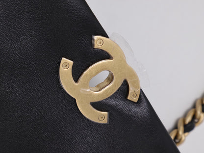 CHANEL 19 Bag 菱格紋羊皮手提肩背包 26 - 黑金30開