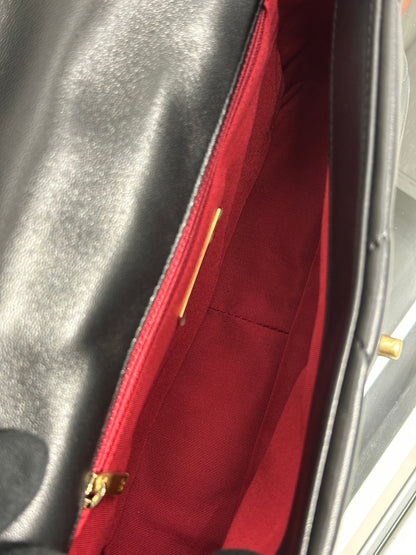 CHANEL 19 Bag 菱格紋羊皮手提肩背包 26 - 黑金30開