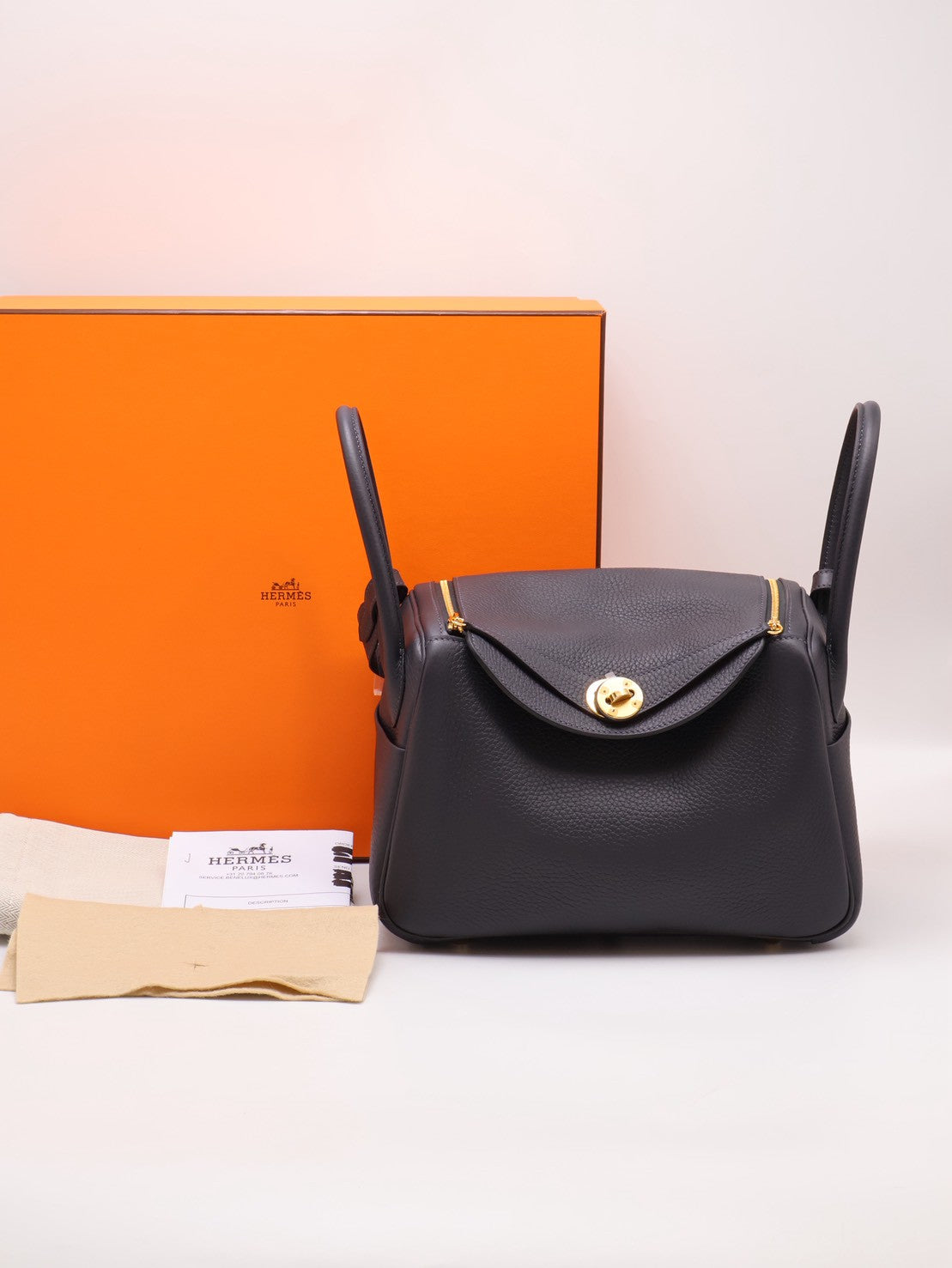 HERMES Lindy 26 - Caban 3Y 水冰藍金 K