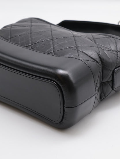 CHANEL 皮穿鍊字母提把雙鍊條流浪包 - 小號黑29開