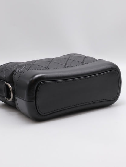 CHANEL 皮穿鍊字母提把雙鍊條流浪包 - 小號黑29開