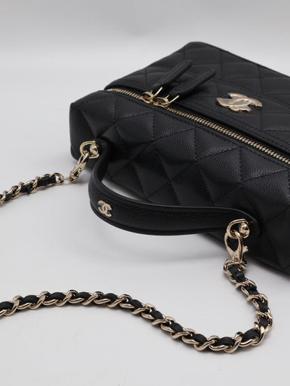 CHANEL 26C LP粒面牛皮手提飯盒包 - 黑金