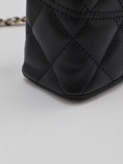 CHANEL 26C LP粒面牛皮手提飯盒包 - 黑金