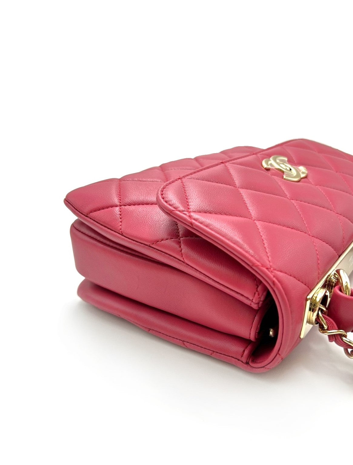 【二手商品】CHANEL Trendy handle - 小號莓紅金26開