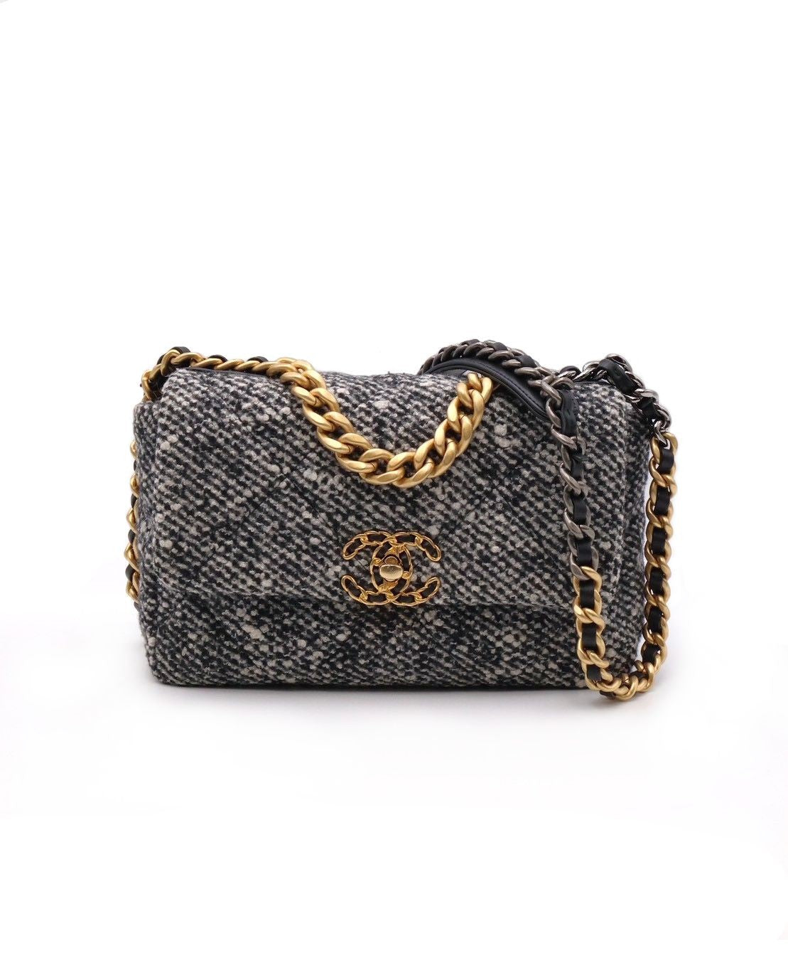 CHANEL 19 Bag 菱格紋手提肩背包 26 - 毛呢金