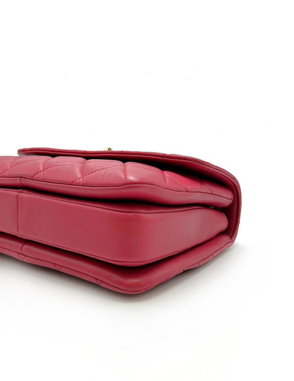 【二手商品】CHANEL Trendy handle - 小號莓紅金26開