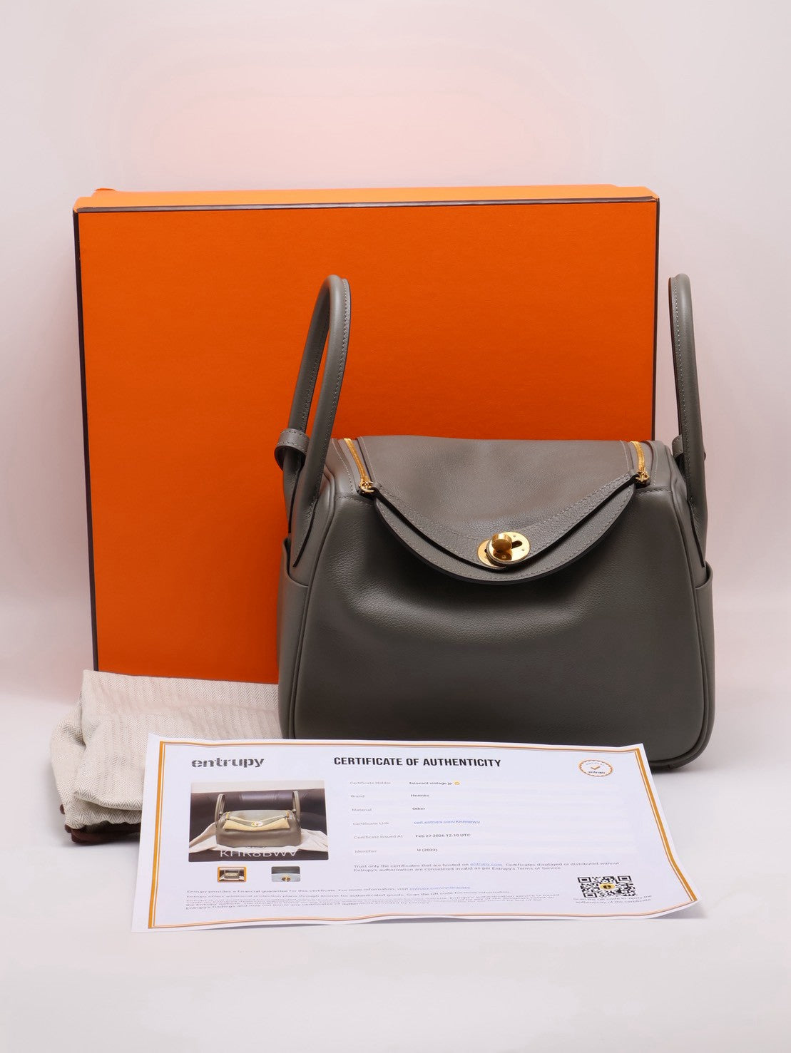 HERMES Lindy 26 - Gris Meyer 0L 積雨雲灰金 U