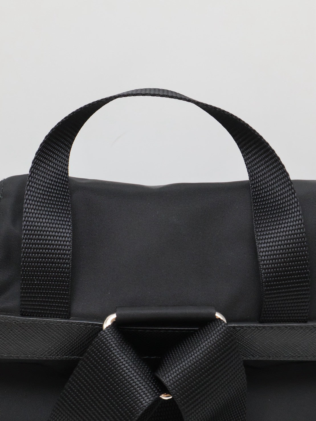 PRADA Re-Nylon雙口袋束繩後背包 - 小號黑銀