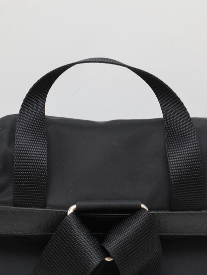 PRADA Re-Nylon雙口袋束繩後背包 - 小號黑銀