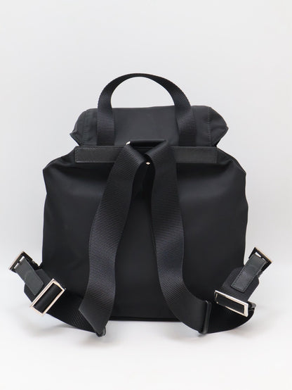 PRADA Re-Nylon雙口袋束繩後背包 - 小號黑銀