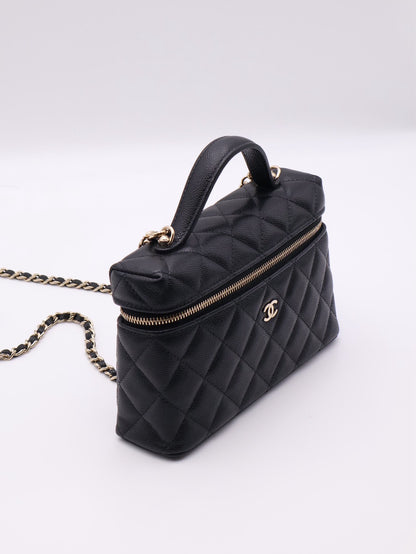 CHANEL LP粒面牛皮手提飯盒包 - 黑金