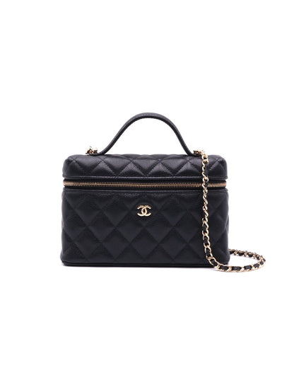 CHANEL LP粒面牛皮手提飯盒包 - 黑金